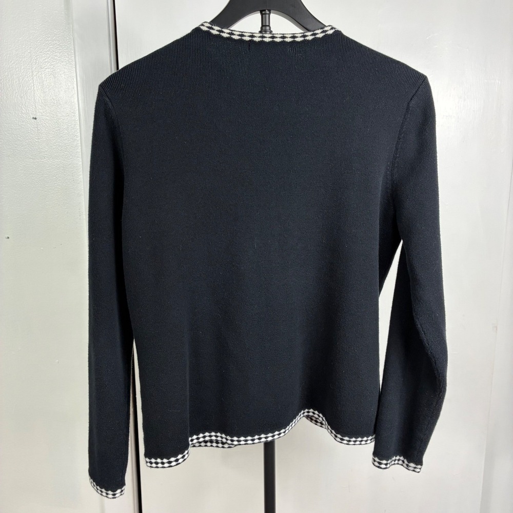 Alexandra Bartlett Black Cotton Cardigan Diamond Trim Button Front Sweater M - Picture 6 of 6